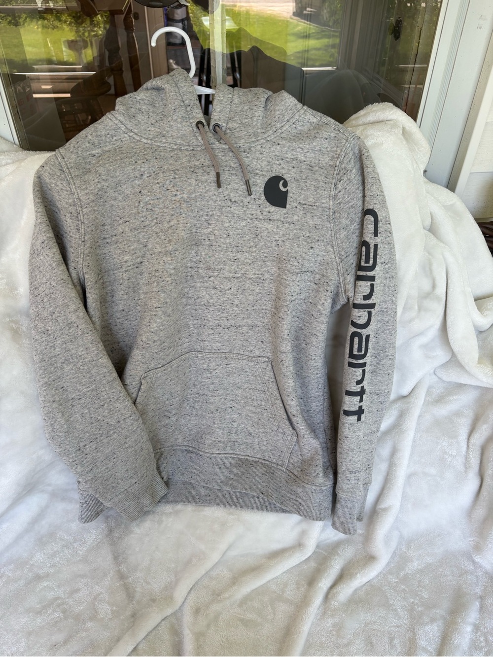 Carhartt Light Heather Gray Relaxed Fit Hoodie with Logo Tag